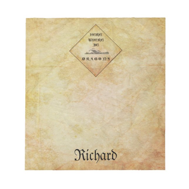 Personalizado Aqui Há Dragões No Bloco De Notas (Frente)