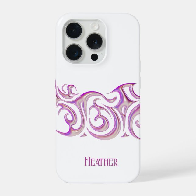 Personalizado Branco com Cromado 3D Rosa (Verso)