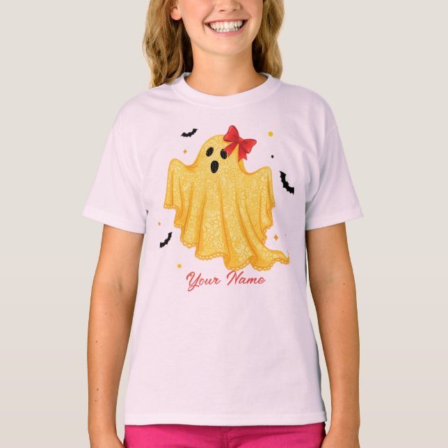 Personalizado Camiseta Meninas Dia das Bruxas Fant (Frente)