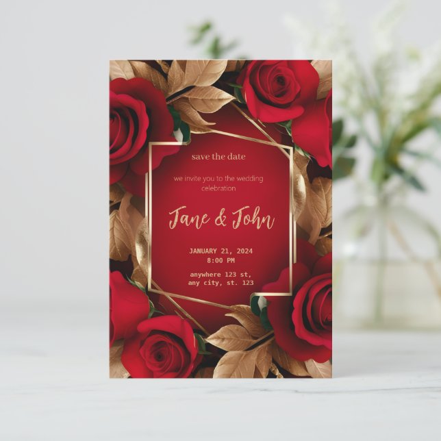 [Personalizado] Convite para Casamento de Rosa (Em pé/Frente)