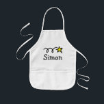 Personalizado cozinhando o avental para miúdos<br><div class="desc">Personalizado cozinhando aventais para miúdos. Avental amarelo da estrela com nome feito sob encomenda para meninos e meninas.</div>