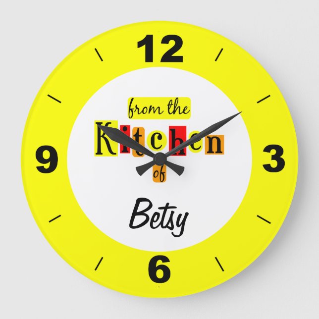 Personalizado Da Cozinha De Relógio Amarelo (Frente)
