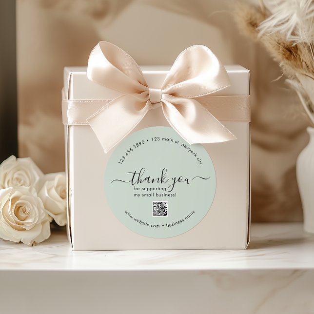 Personalizado De Casa Clara Obrigado Autocolantes  (Light Mint Custom Thank You Stickers With QR Code)