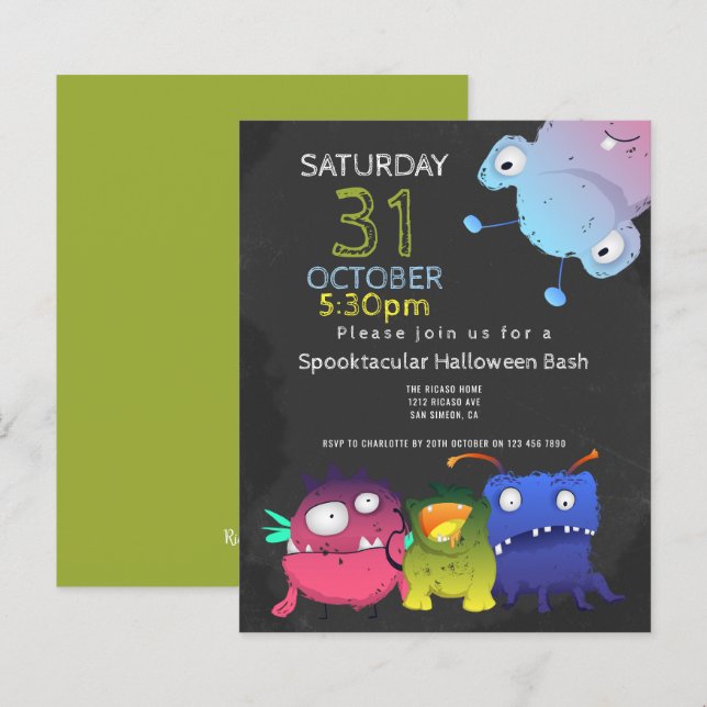 Personalizado do Partido do Halloween do Monstro d (Frente/Verso)