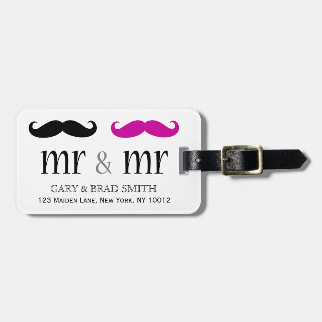 Personalizado Etiqueta de Bagagem do & Mustache (Frente Horizontal)