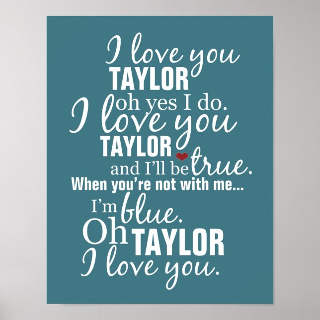 Personalizado Eu Te Amo Poster De Música (Frente)