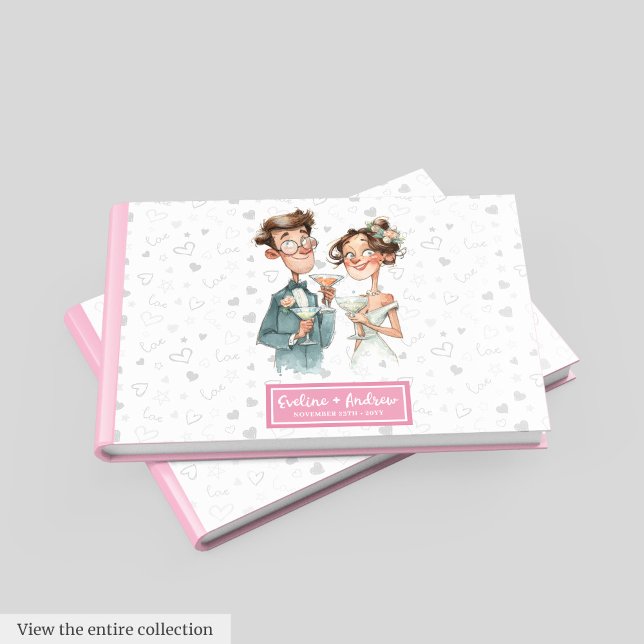 Personalizado Livro de Convidados Quirky Wedky Wat (Personalized Quirky Wedding Guest Book Watercolor)