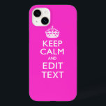 Personalizado MANTENHA A CALMA E Seu Texto Vibrant<br><div class="desc">Uma declaração personalizada de estilo Keep Calm and Carry On com acento rosa quente vibrante em um presente personalizado. Humorístico ou caprichoso, tente usar suas palavras criativas nas duas linhas de texto editáveis. Lembre-se de usar letras MAIÚSCULAS para obter os melhores resultados. Use o link "Pergunte ao Designer" para entrar...</div>