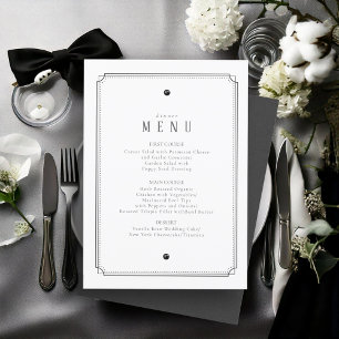 Personalizado Menu Casamento Preto e Branco, ID109