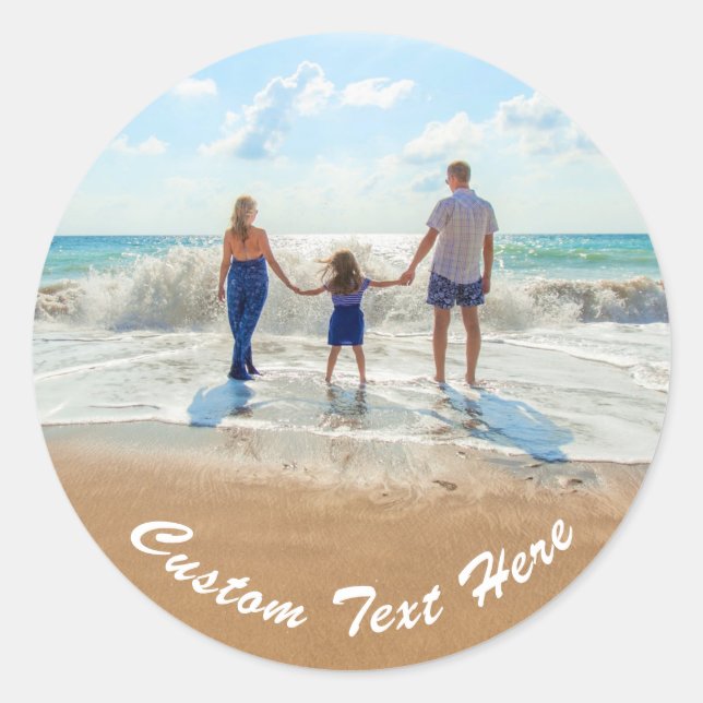 Personalizado o seu adesivo fotográfico com texto  (Frente)