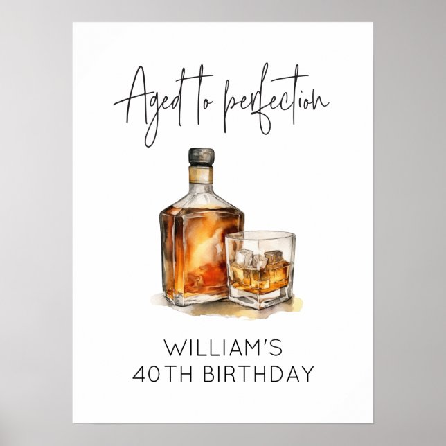 Personalizado para Poster de Aniversário de Uísque (Frente)