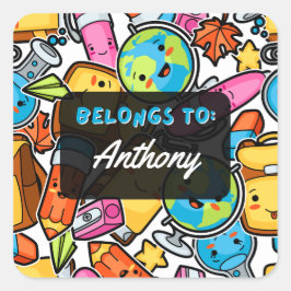 Personalizado PERTENCE ao adesivo da escola Kawaii