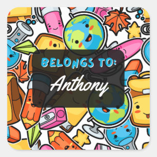 Personalizado PERTENCE ao adesivo da escola Kawaii