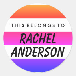 Personalizado Pertence Ao Adesivo Redondo