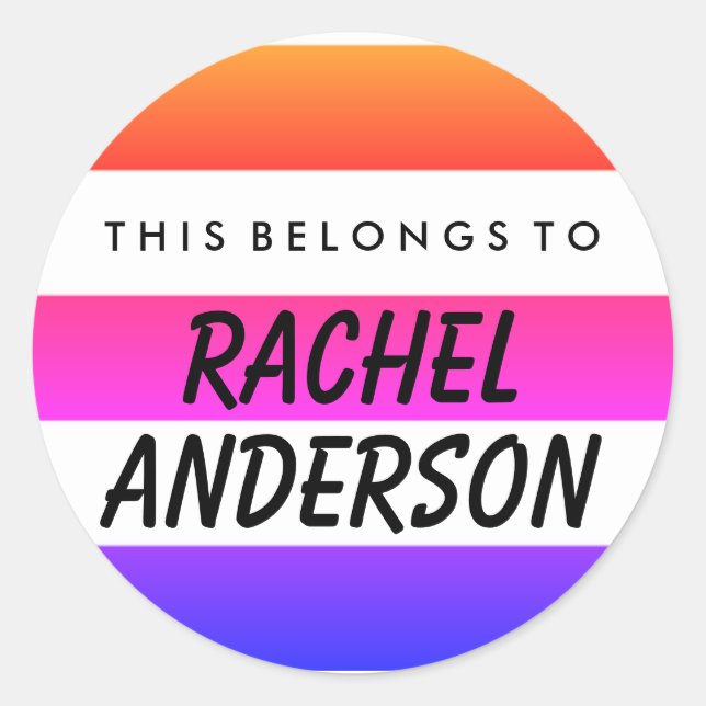 Personalizado Pertence Ao Adesivo Redondo (Frente)