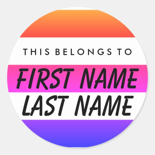 Personalizado Pertence Ao Adesivo Redondo (Frente)