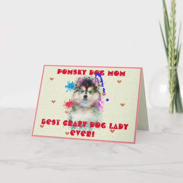 Personalizado Pomsky Mãe Cachorro Melhor Cartão Lo (Frente)