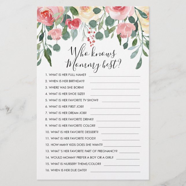 Personalizado Quem conhece melhor as Mamães? Jogo  (Frente)