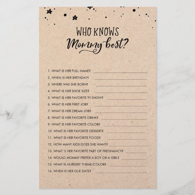 Personalizado Quem conhece melhor as Mamães? Jogo  (Frente)