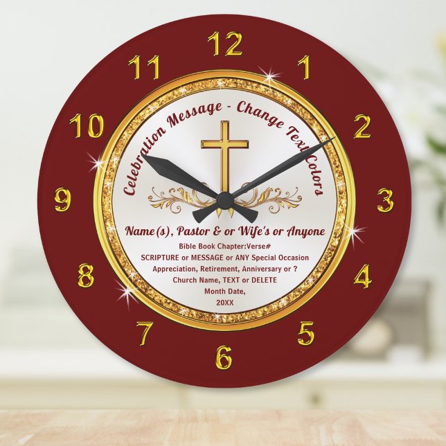 Personalizado, Relógio com Verso da Bíblia, Altera (Bible verse clocks. Personalized gifts for pastors. Gift for pastor and wife. Religious gift ideas.)