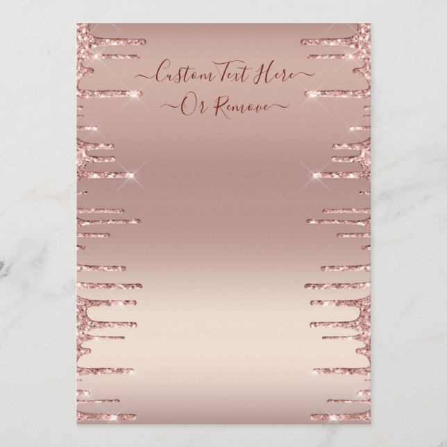 Personalizado Seu Menu Rosa Dourado Brilho Blush (Frente)