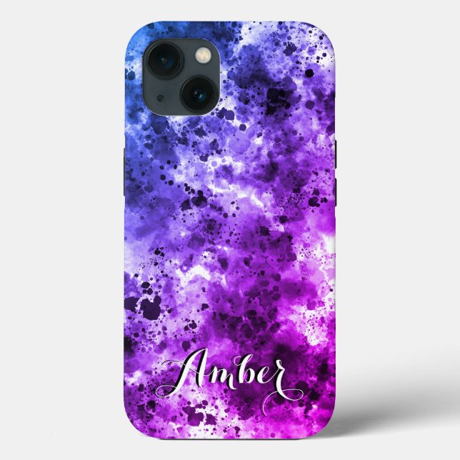 Personalizado Simples com Salpico de Aquarela Roxa (Verso)