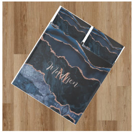 Personalizado Tendência Azul Naval Ágata Dourado R