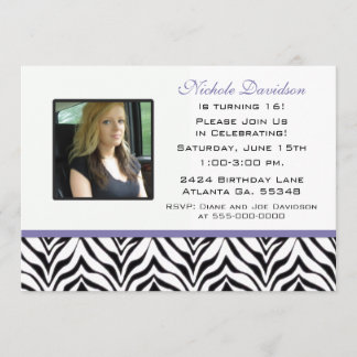 Personalizado: Zebra Sweet 16 Convite de festas