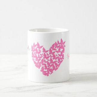 personalizar a caneca rosa do coração da borboleta