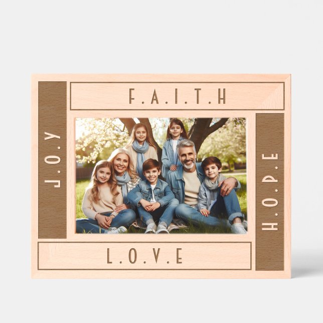 Personalizar a moderna fé do amor, a esperança e a (Family Faith Hope Love and Joy Photo Frame)