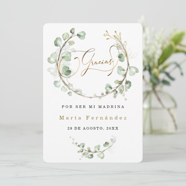 Personalizar cartão de agradecimento a madrinha (Em pé/Frente)