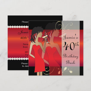 Personalizar Convite de Aniversário Vermelho Festa