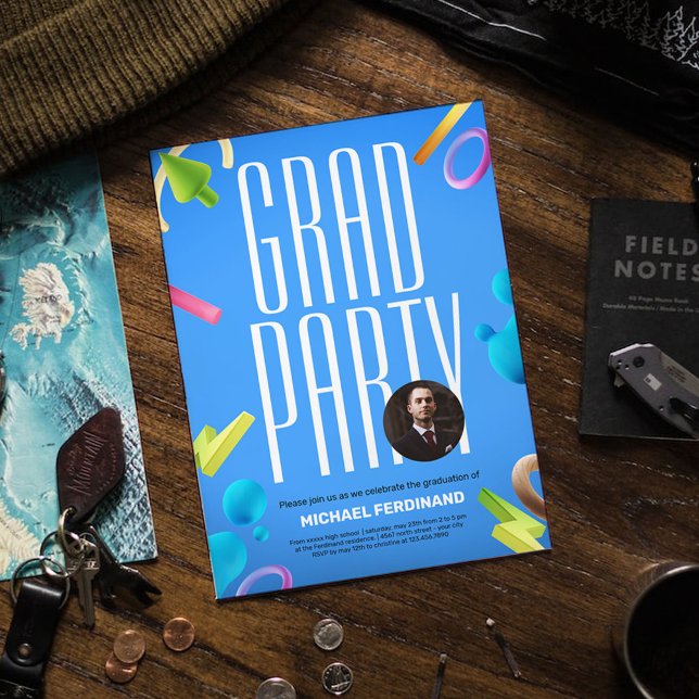 Personalizar convite para festa de formatura azul (Criador carregado)