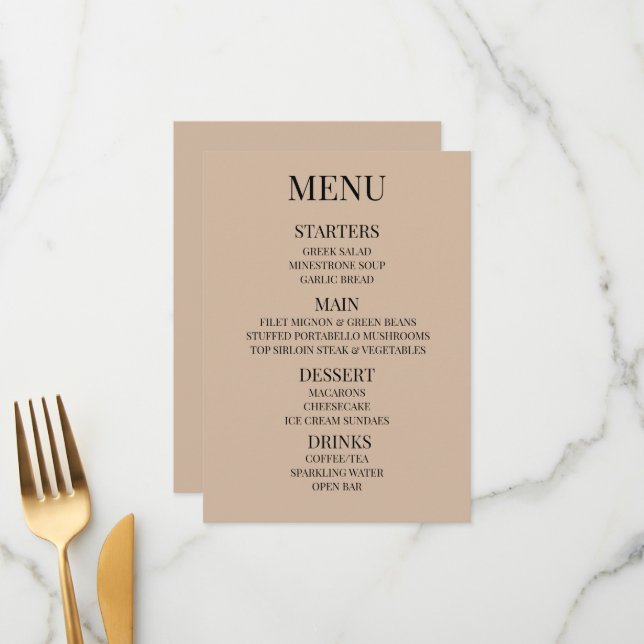 Personalizar - Crie Seu Próprio Menu Bege Personal (Frente/Verso In Situ)