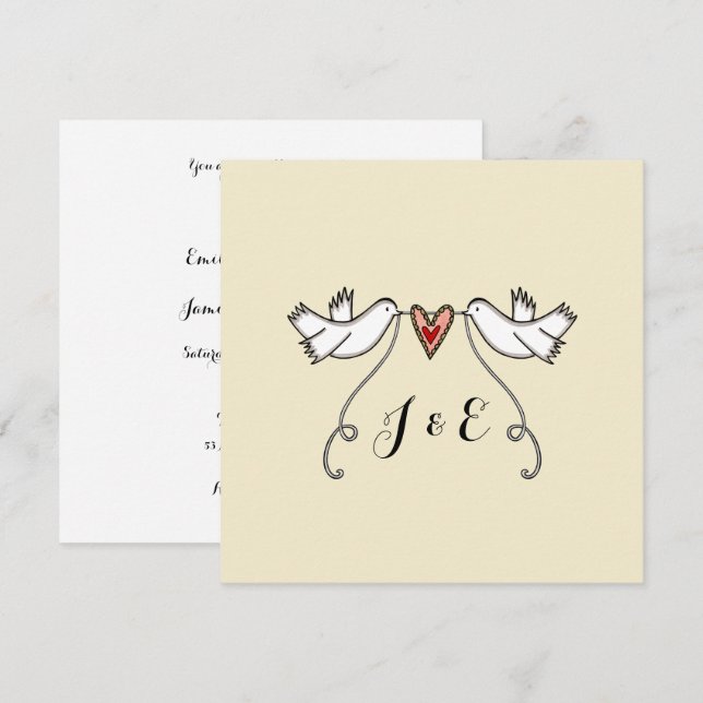 Personalizar Doves Brancos Adoram Convite de Casam (Frente/Verso)