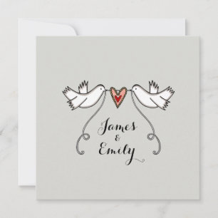 Personalizar Doves Brancos Adoram Convite de Casam