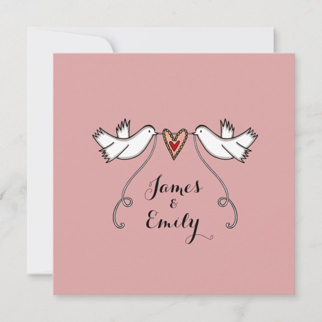 Personalizar Doves Brancos Adoram Convite de Casam (Frente)