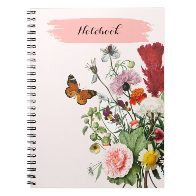 PERSONALIZAR: Flores + Borboleta | Caderno (Frente)