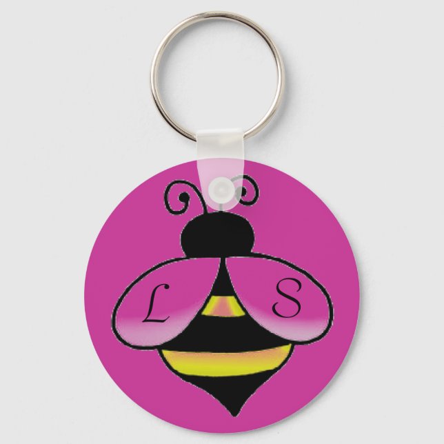 Personalizar Iniciais / Nome Cute Bee Chaveiro (Frente)