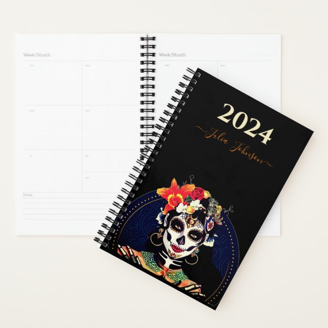 Personalizar LA CATRINA SUGAR SKULL 2024 Agenda Di (Exibição)