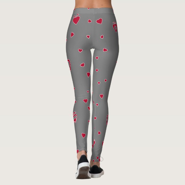 Personalizar Leggings de Corações Vermelhos de Cor (Verso)
