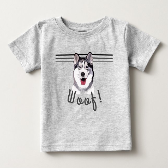 Personalizar mensagem Siberian Husky Baby T-Shirt (Frente)