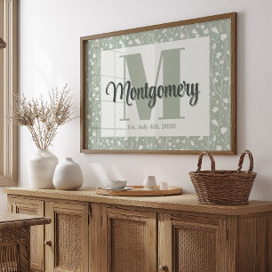 Personalizar Nome Impressão Verde Sage Floral Bran