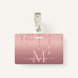 Personalizar o seu nome - Rosa, Crachá brilhante D