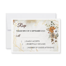Personalizar placa RSVP floral de queda de boho ru