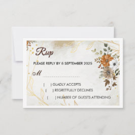 Personalizar placa RSVP floral de queda de boho ru