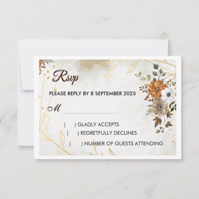 Personalizar placa RSVP floral de queda de boho ru (Frente)