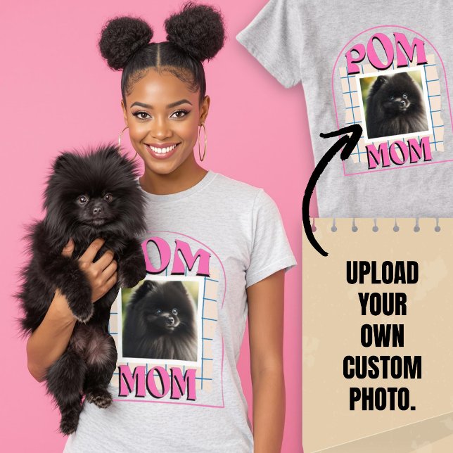 Personalizar Pom Dog Mãe Camisa Proprietário da Po (Custom Photo Pom Dog Mom Shirt Pomeranian Owner.)