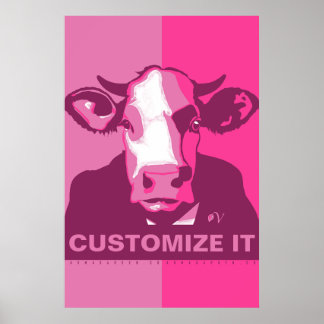 PERSONALIZAR Poster de Vaca de Pop rosa de TI