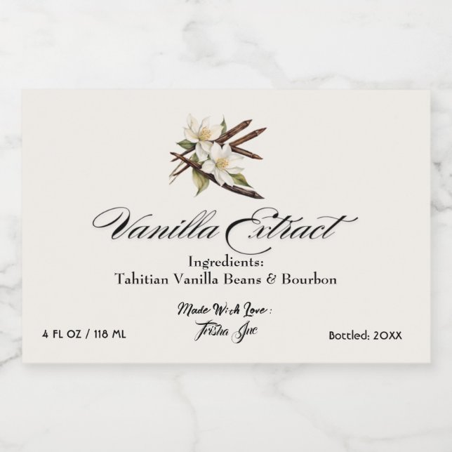 Personalizar produto Vanilla Extract para pequenas (Rótulo Único)